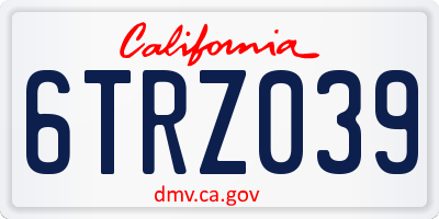 CA license plate 6TRZ039