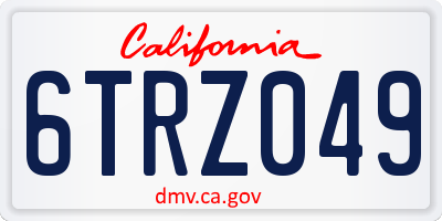 CA license plate 6TRZ049