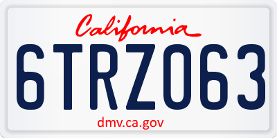 CA license plate 6TRZ063