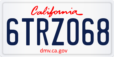 CA license plate 6TRZ068