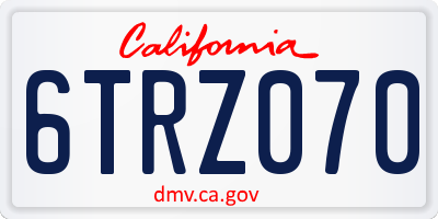 CA license plate 6TRZ070