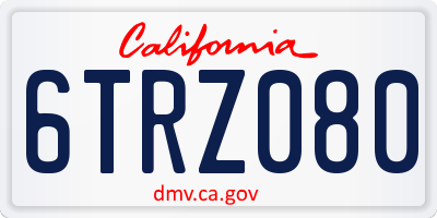 CA license plate 6TRZ080