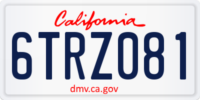 CA license plate 6TRZ081