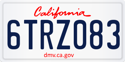 CA license plate 6TRZ083