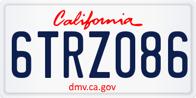 CA license plate 6TRZ086