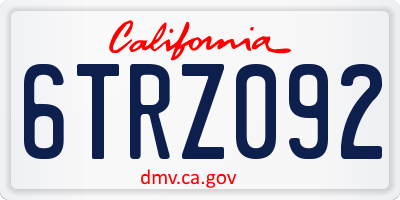 CA license plate 6TRZ092