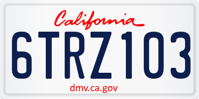 CA license plate 6TRZ103