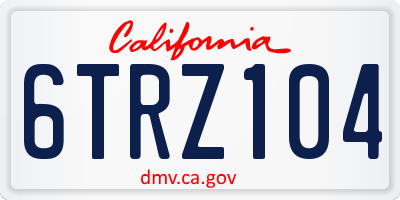 CA license plate 6TRZ104