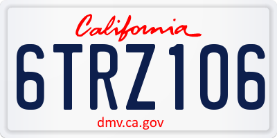 CA license plate 6TRZ106