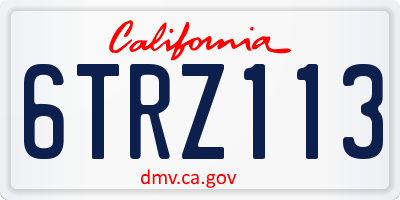 CA license plate 6TRZ113