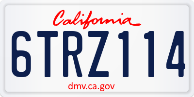 CA license plate 6TRZ114