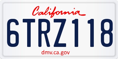 CA license plate 6TRZ118