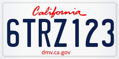 CA license plate 6TRZ123