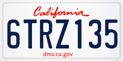 CA license plate 6TRZ135