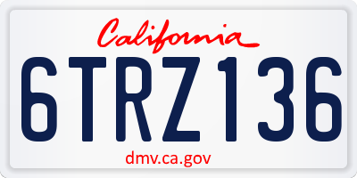 CA license plate 6TRZ136