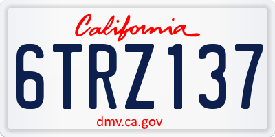 CA license plate 6TRZ137