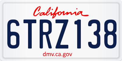 CA license plate 6TRZ138