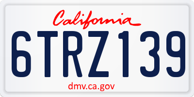 CA license plate 6TRZ139