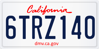 CA license plate 6TRZ140