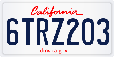 CA license plate 6TRZ203