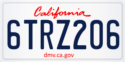 CA license plate 6TRZ206