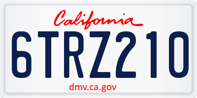 CA license plate 6TRZ210