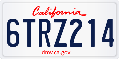 CA license plate 6TRZ214