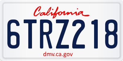 CA license plate 6TRZ218