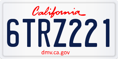CA license plate 6TRZ221