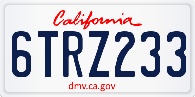 CA license plate 6TRZ233