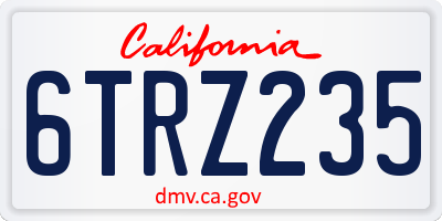 CA license plate 6TRZ235