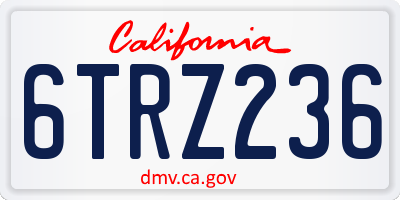 CA license plate 6TRZ236