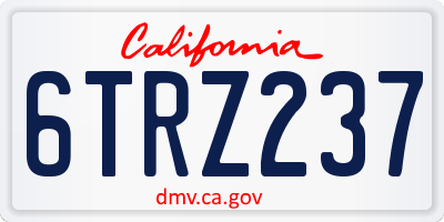 CA license plate 6TRZ237