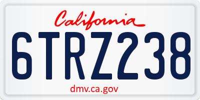 CA license plate 6TRZ238