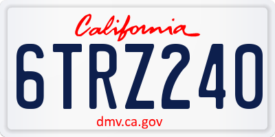 CA license plate 6TRZ240