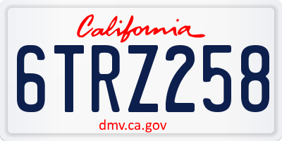 CA license plate 6TRZ258