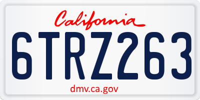 CA license plate 6TRZ263