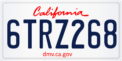 CA license plate 6TRZ268