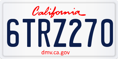 CA license plate 6TRZ270