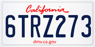 CA license plate 6TRZ273