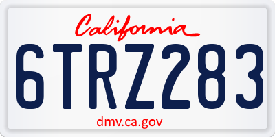 CA license plate 6TRZ283