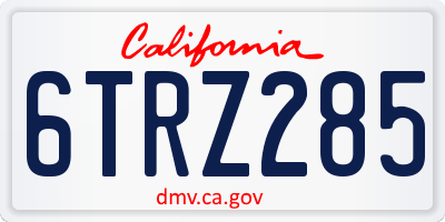 CA license plate 6TRZ285