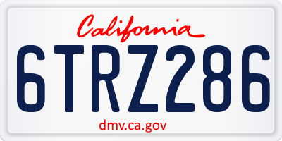 CA license plate 6TRZ286