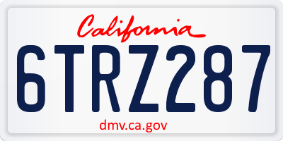 CA license plate 6TRZ287
