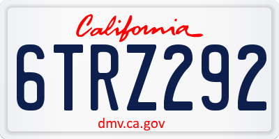 CA license plate 6TRZ292