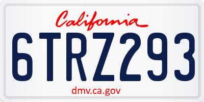 CA license plate 6TRZ293