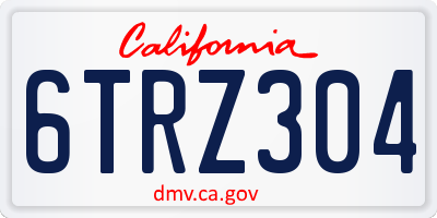 CA license plate 6TRZ304