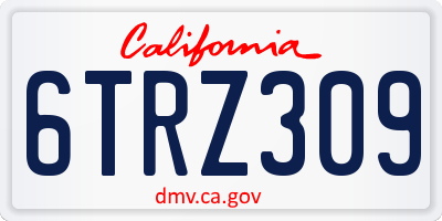 CA license plate 6TRZ309