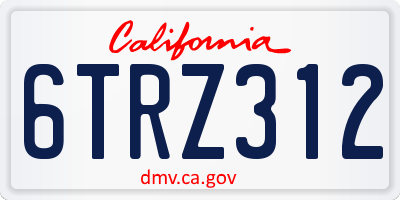 CA license plate 6TRZ312