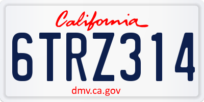 CA license plate 6TRZ314